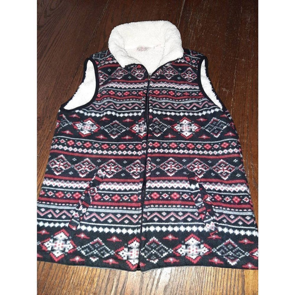 Small River & Rose Sleeveless Full Zip Vest Red Black White Grey with Pockets